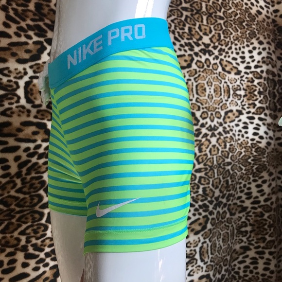 Nike Pro Dri-Fit Lime Green/Turquoise Blue Performance Shorts Size S-M - Picture 5 of 16
